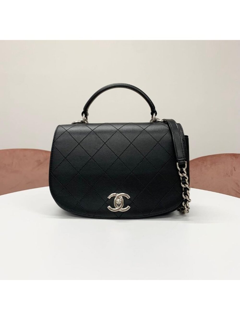 Chanel Quilted Turnlock Single Flap Top Handle